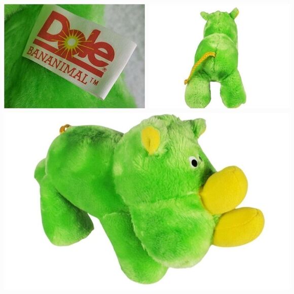 Dole Bananimal Rhinoceros Green Yellow Plush Toy Stuffed Korea 1983 Vintage - Picture 12 of 12